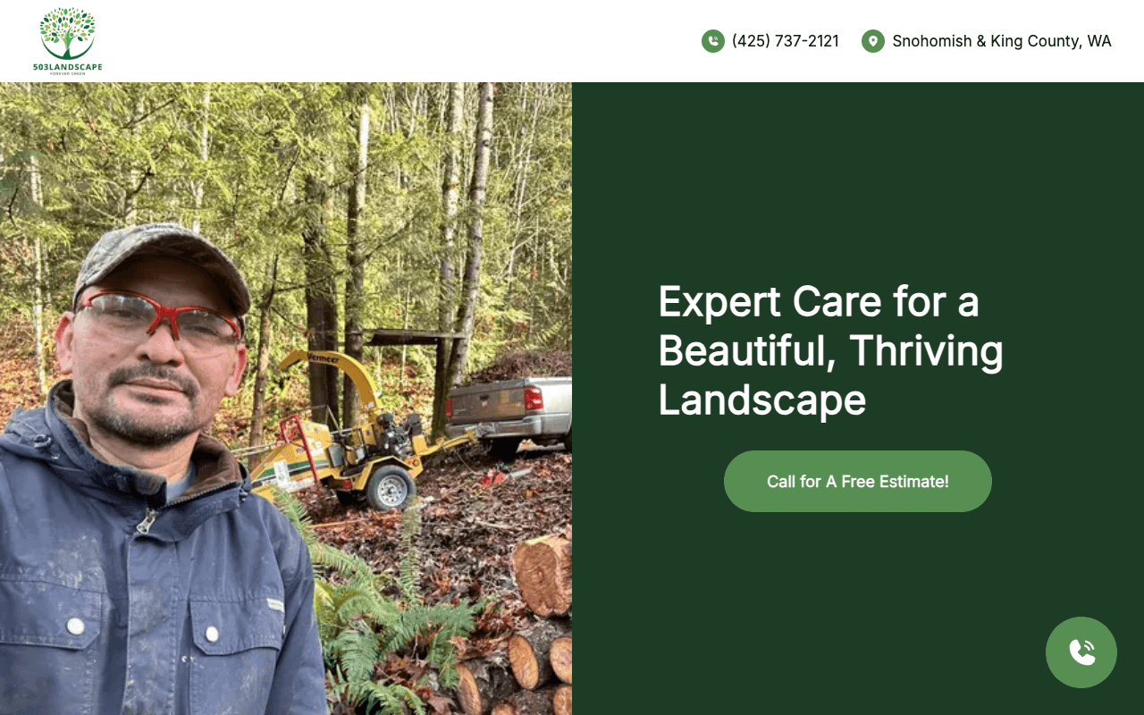 Screenshot of https://www.503landscape.com/