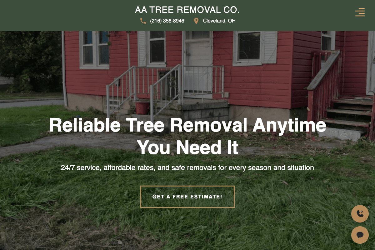 AA Tree Removal Co. – website built by Website Builders America