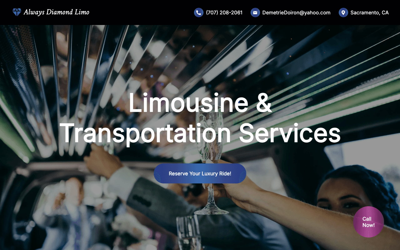 Screenshot of https://www.alwaysdiamondlimo.com/