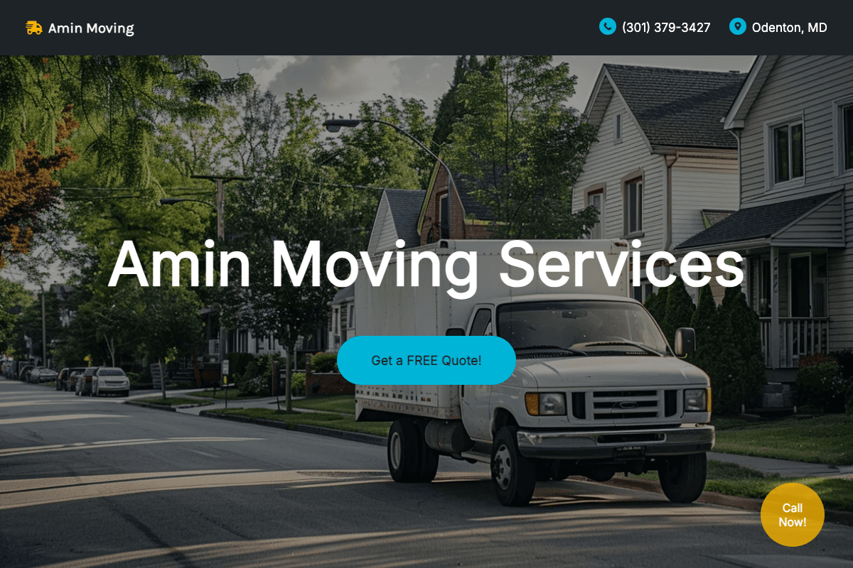 Amin Moving – website built by Website Builders America
