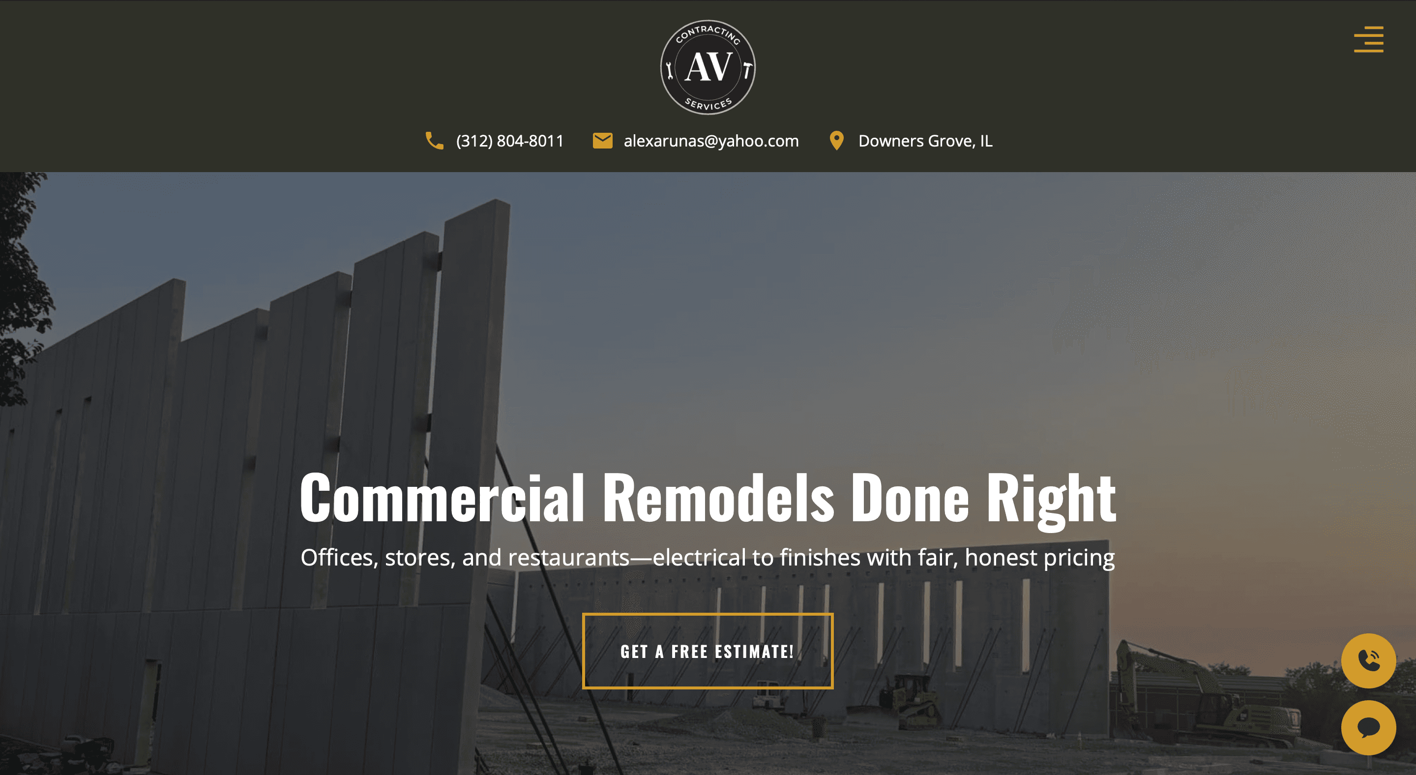 Screenshot of https://www.avcontractingservices.org/