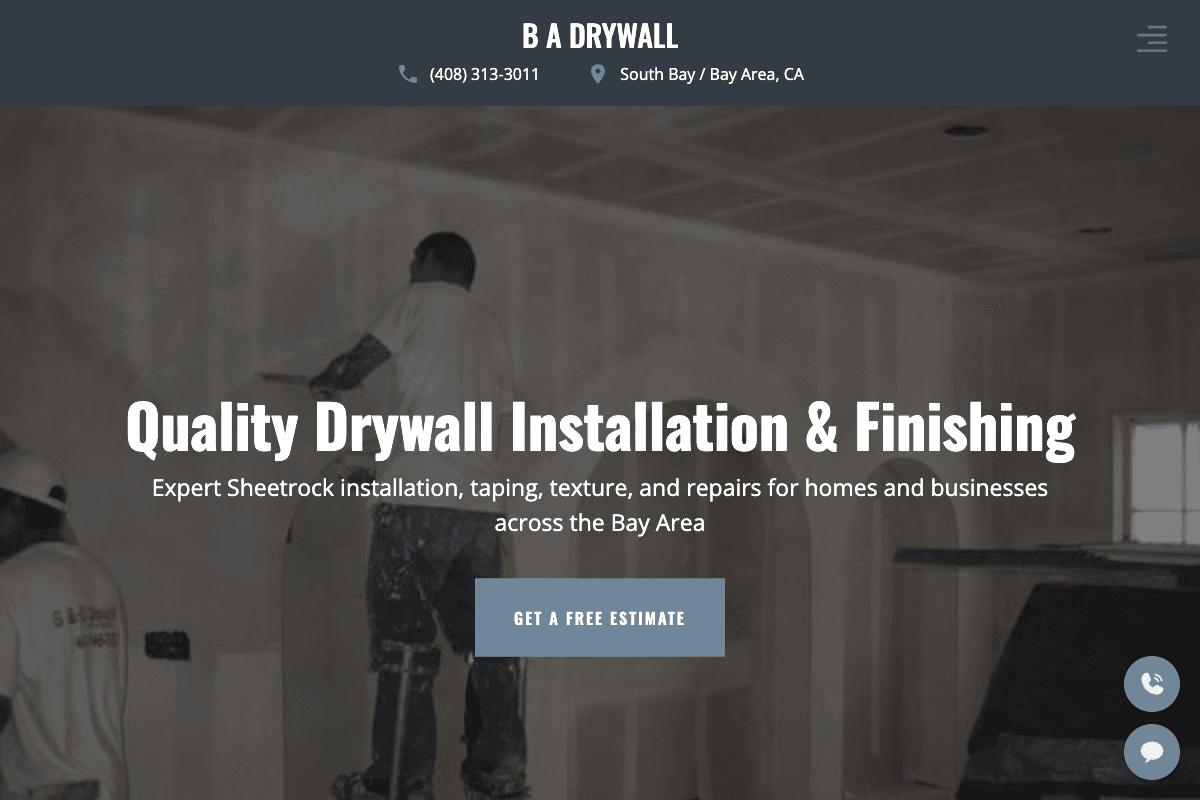 B A Drywall – website built by Website Builders America