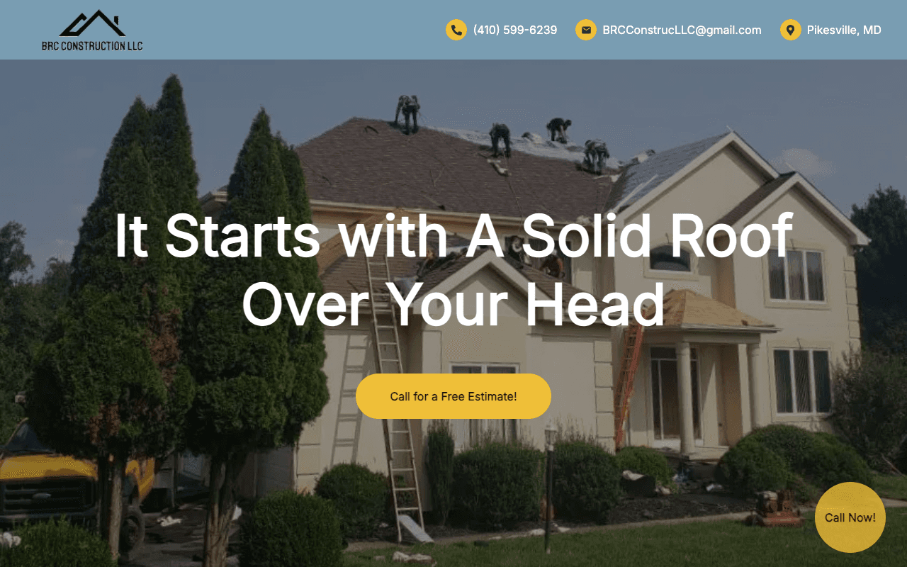 Screenshot of https://brcconstructioncorporation.com/