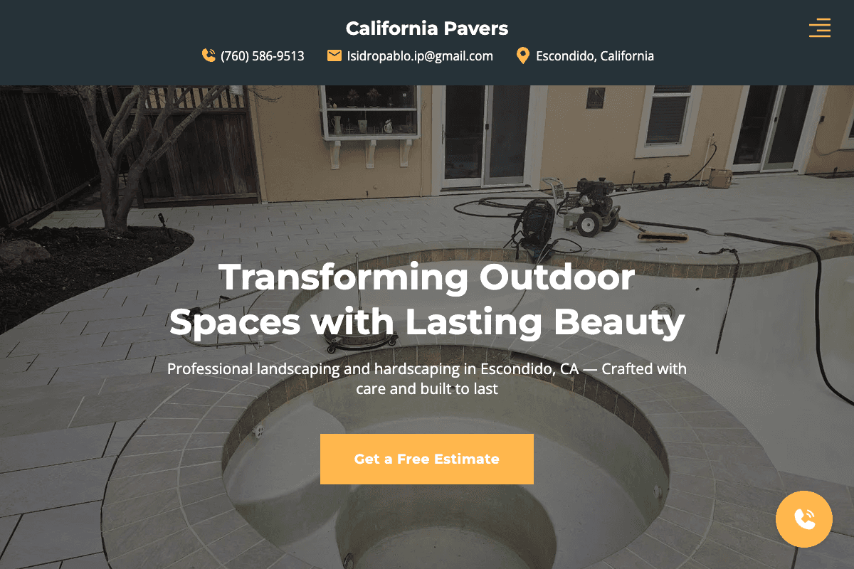 California Pavers – website built by Website Builders America