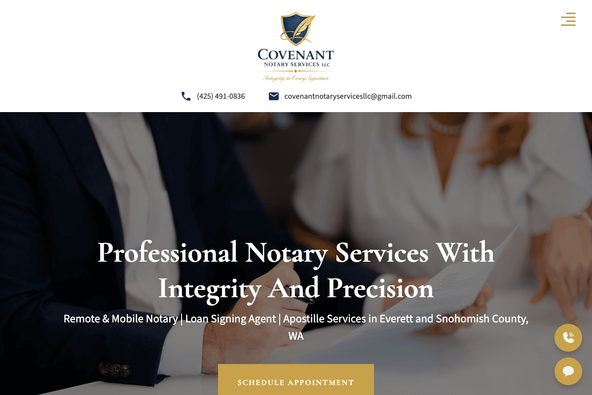 Covenant Notary Services LLC – website built by Website Builders America