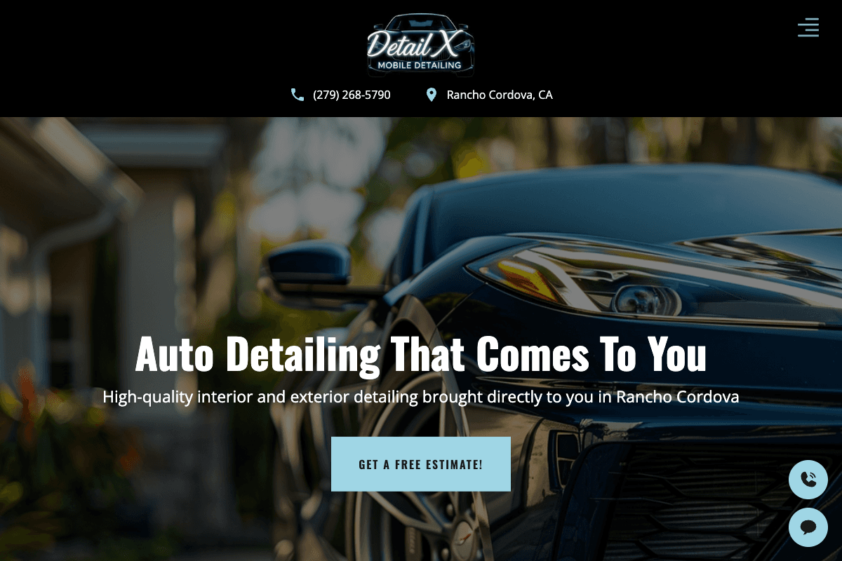 Detail X Mobile Detailing – website built by Website Builders America