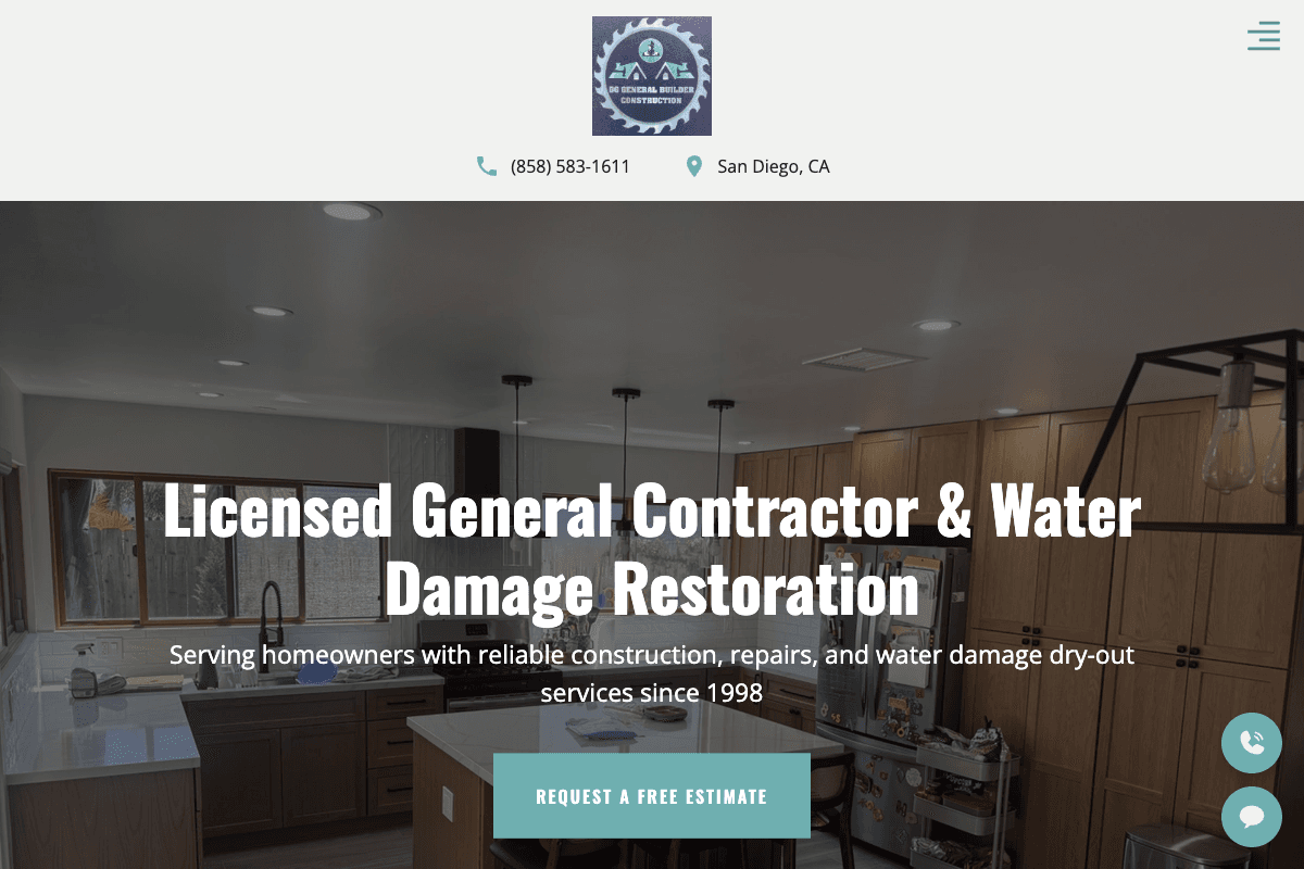 DG General Builder Construction – website built by Website Builders America