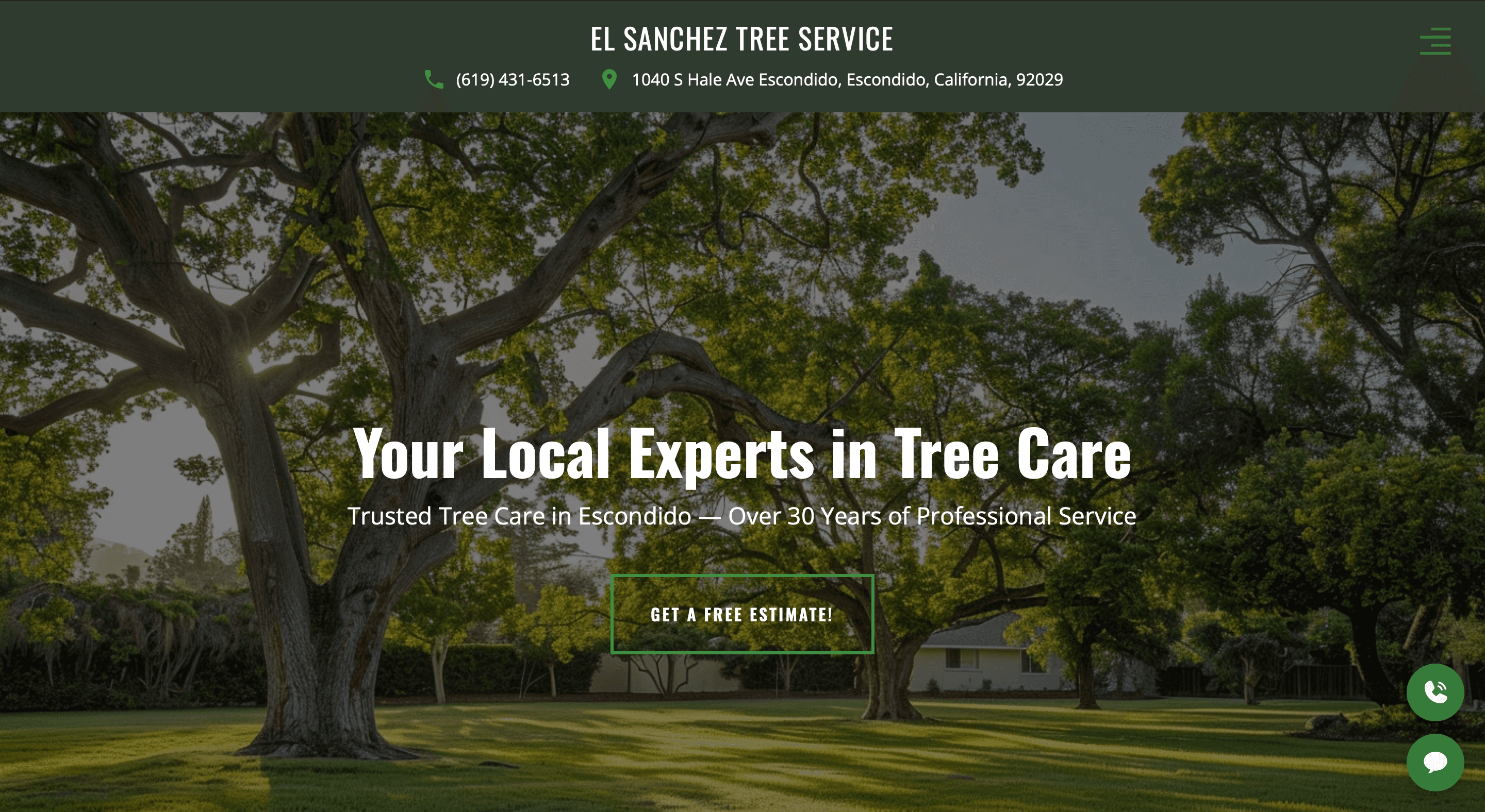 Screenshot of https://www.elsancheztreeservices.com