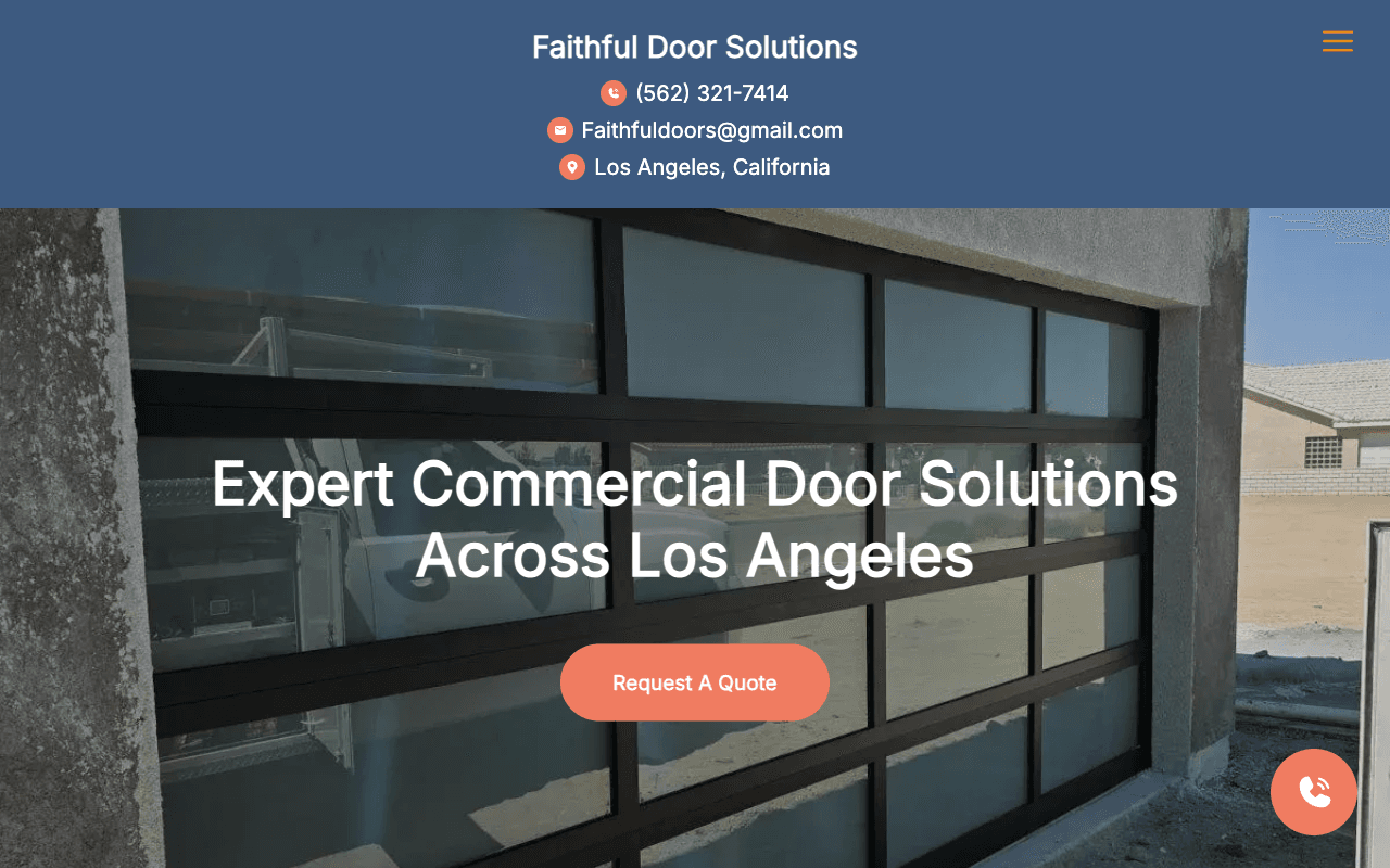 Screenshot of https://www.faithfuldoorsolutions.com/