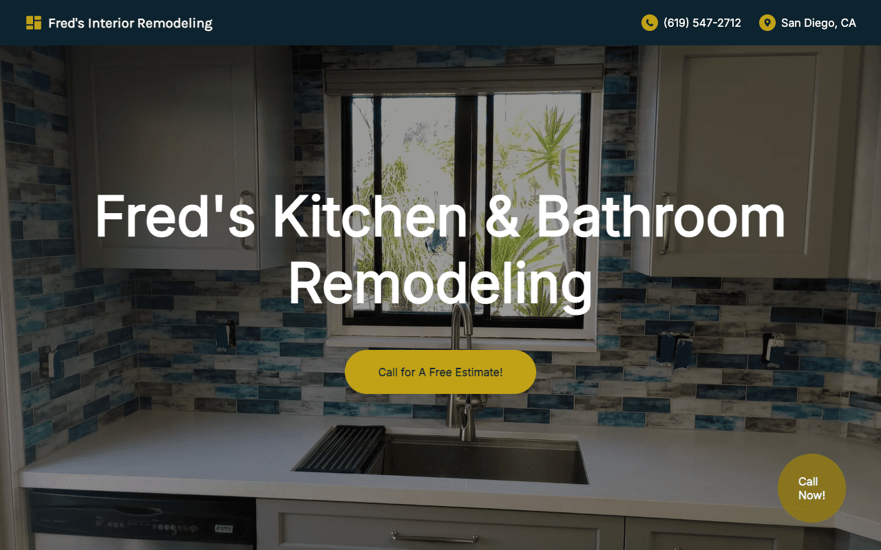 Screenshot of https://www.fredskitchenandbathroomremodeling.com/