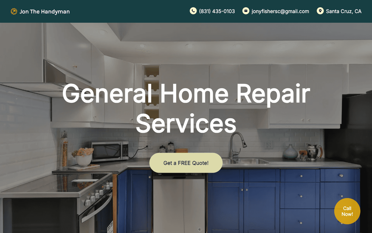 Screenshot of https://www.jonthehandyman.com/