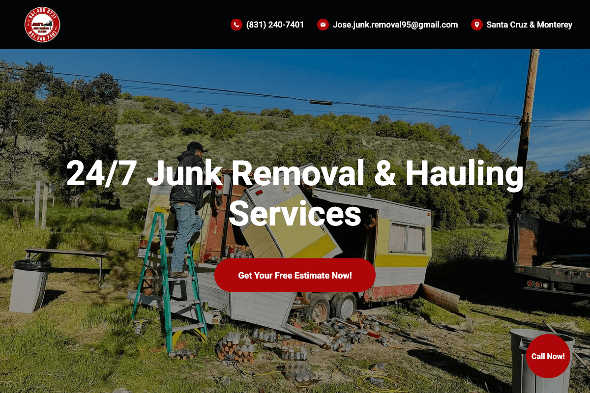 Jose's Junk Removal & Hauling Services – website built by Website Builders America