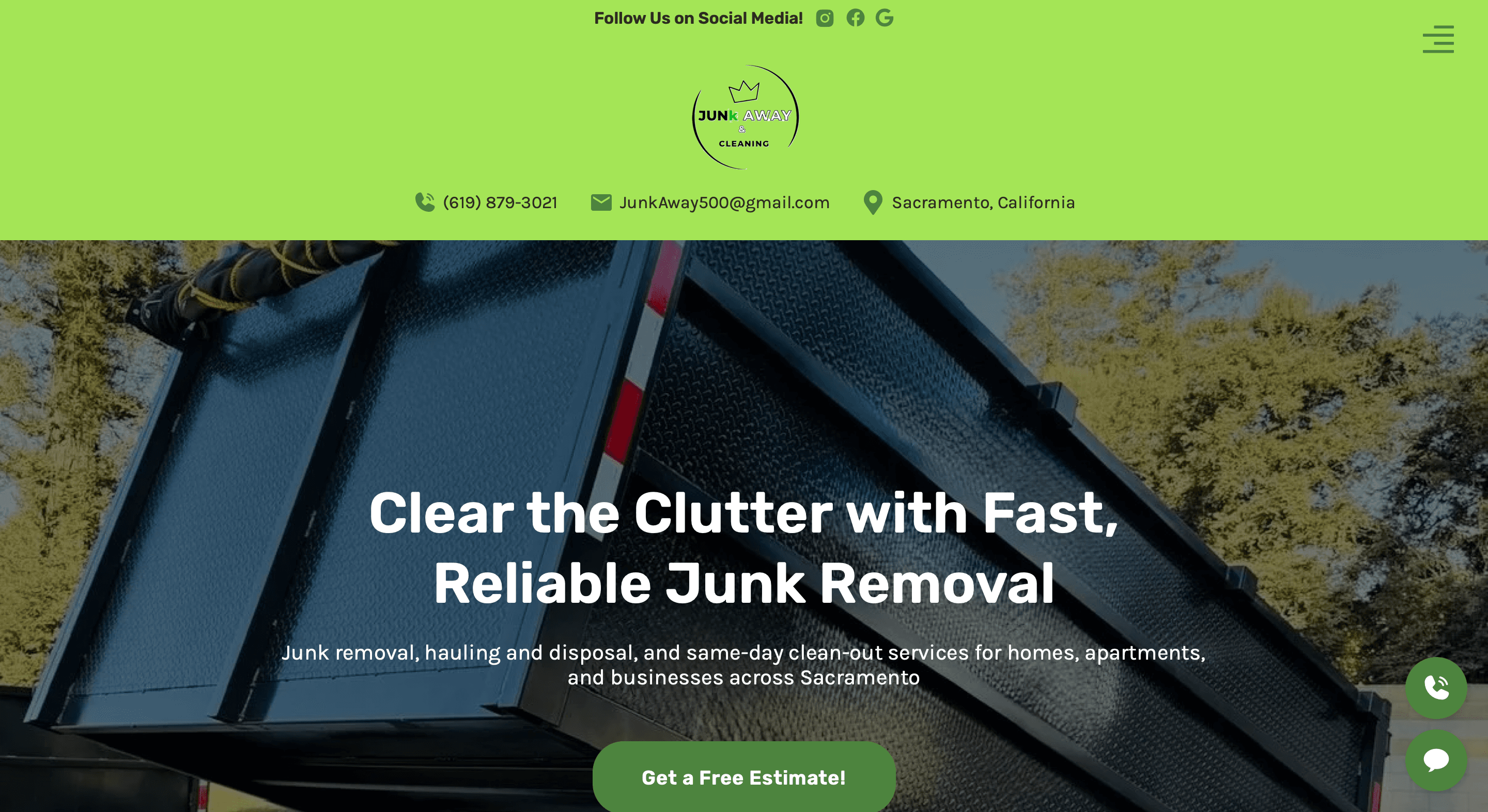 Screenshot of https://www.junkawayandclean.com