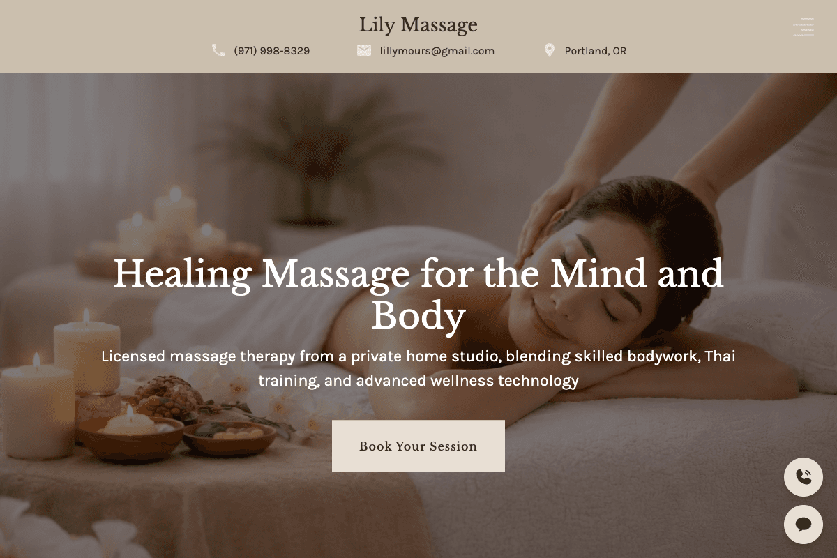 Lily Massage – website built by Website Builders America