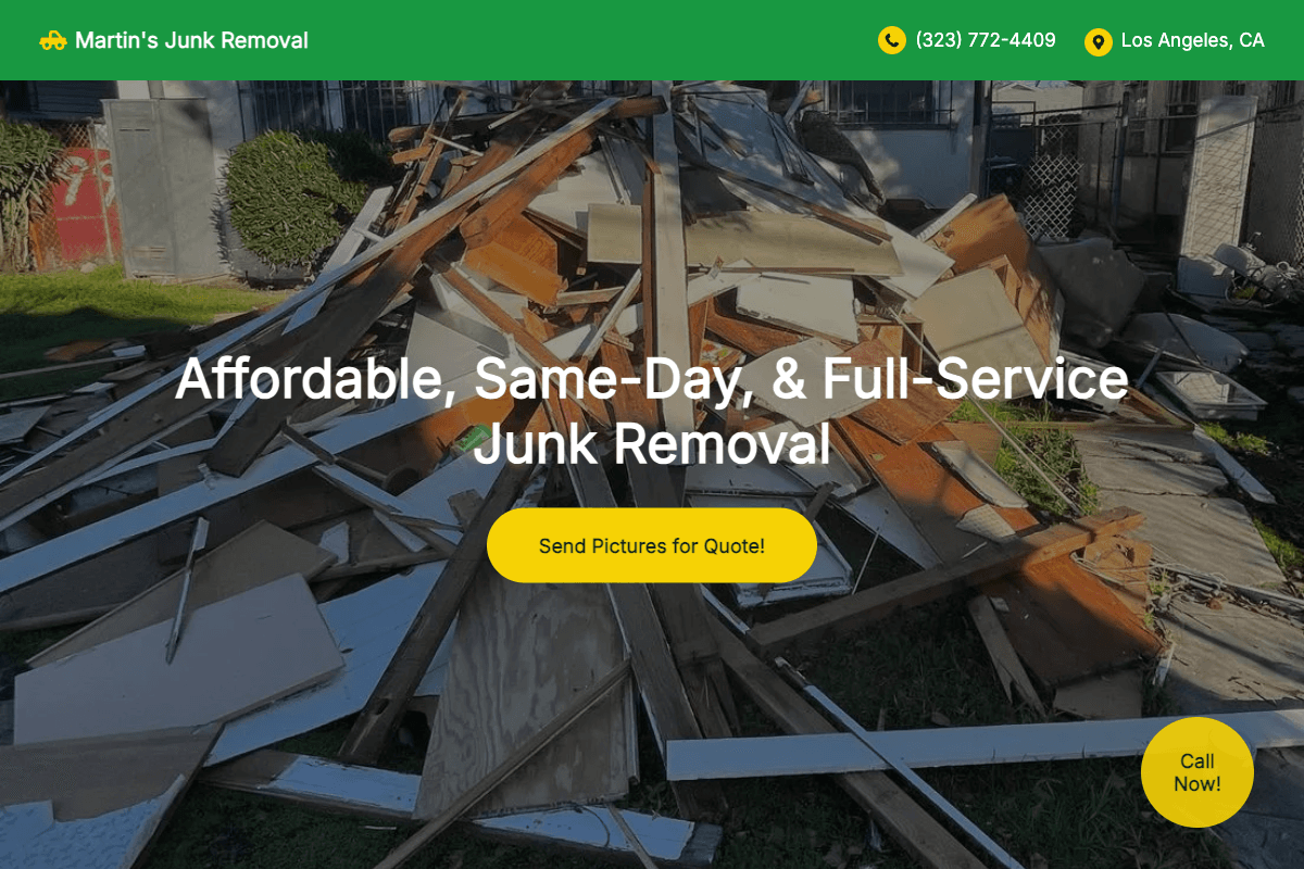 Martin's Junk Removal – website built by Website Builders America