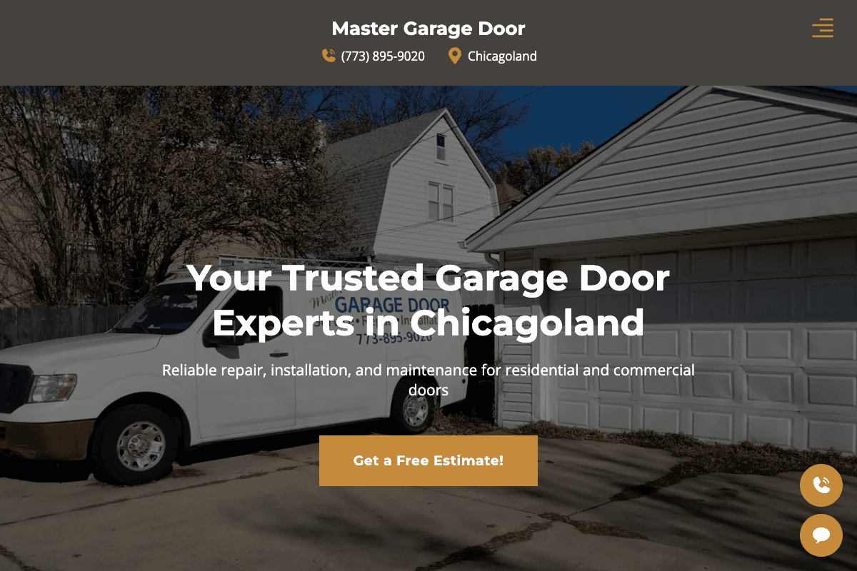 Master Garage Door – website built by Website Builders America