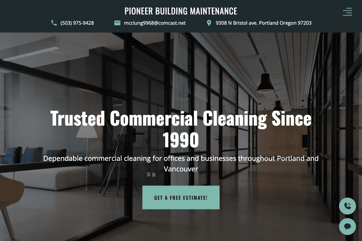Pioneer Building Maintenance – website built by Website Builders America