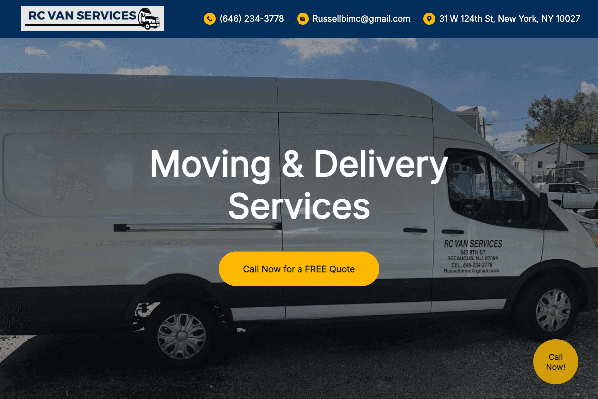 RC Van Services – website built by Website Builders America