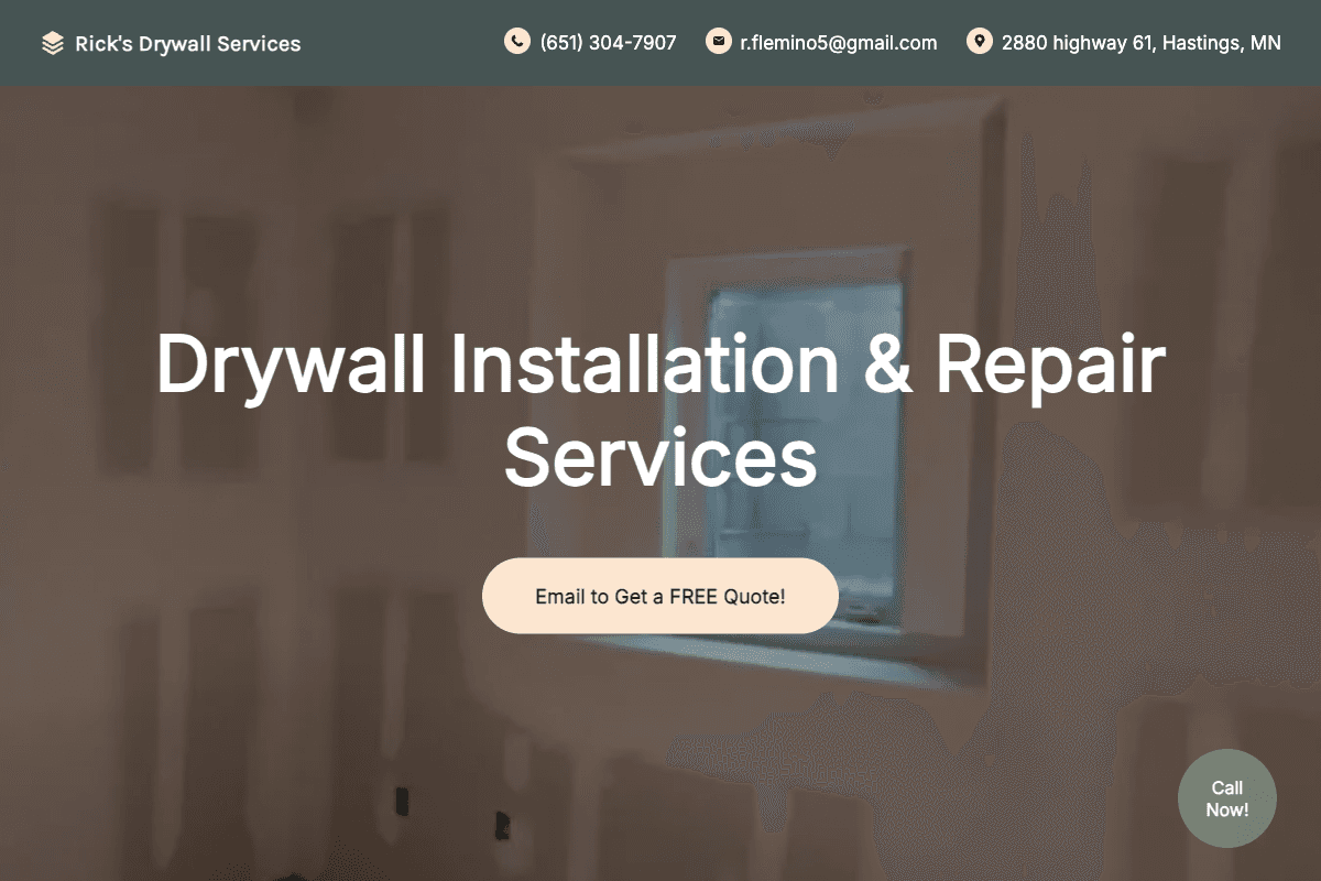 Rick's Drywall Services – website built by Website Builders America