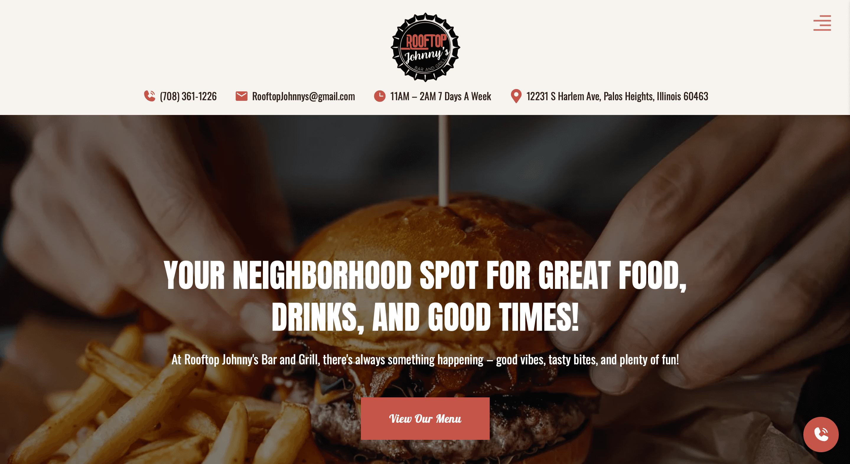 Screenshot of https://www.rooftopjohnnys.com