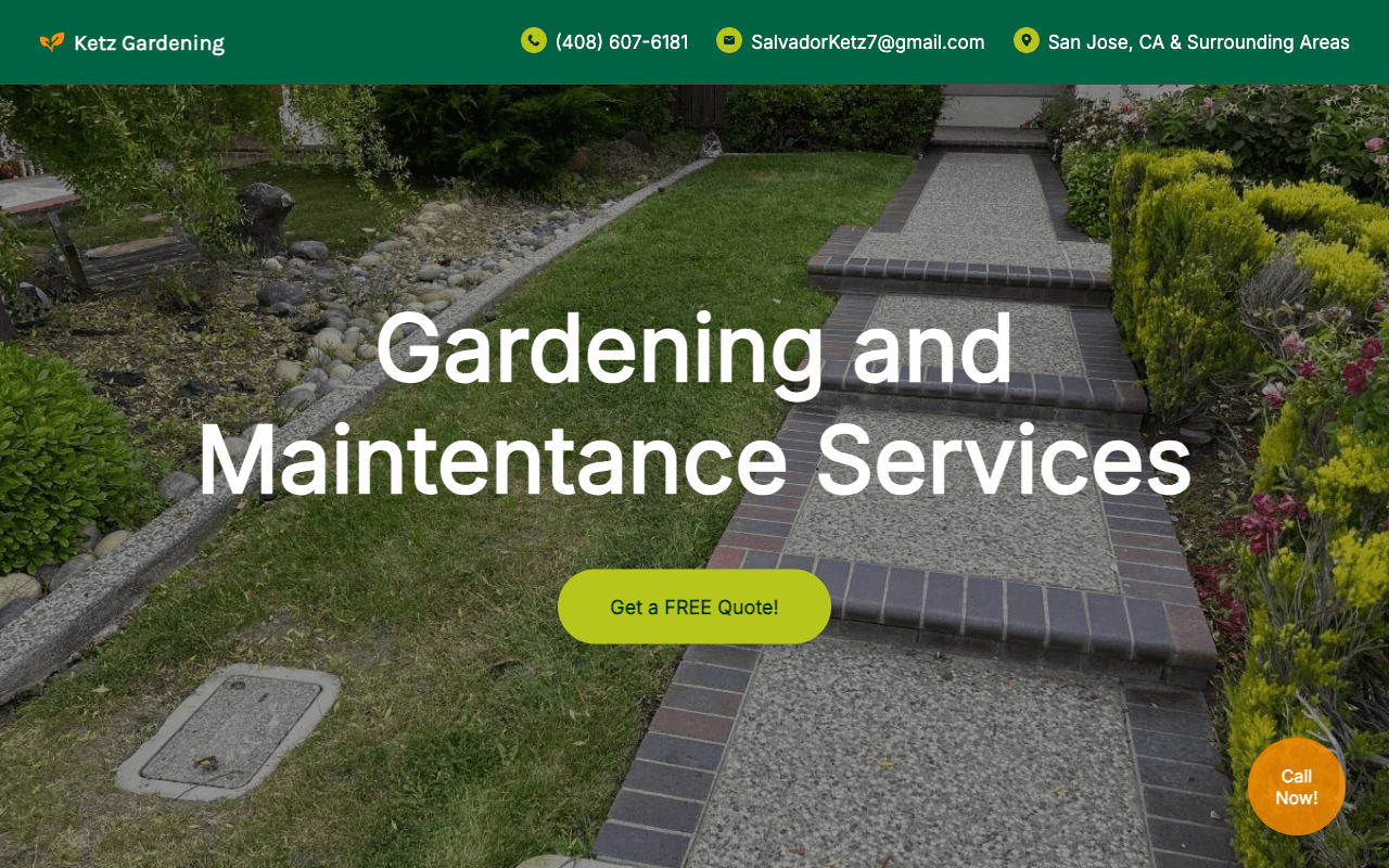 Screenshot of https://www.salvadorketzgardening.com/