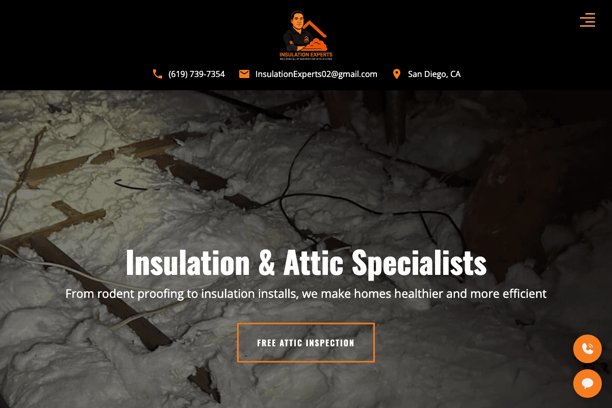 Insulation Experts – website built by Website Builders America