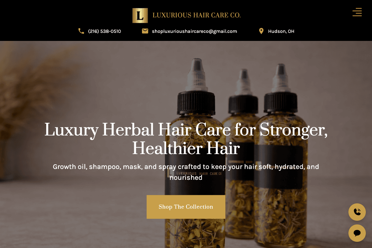 Luxurious Hair Care Co. – website built by Website Builders America