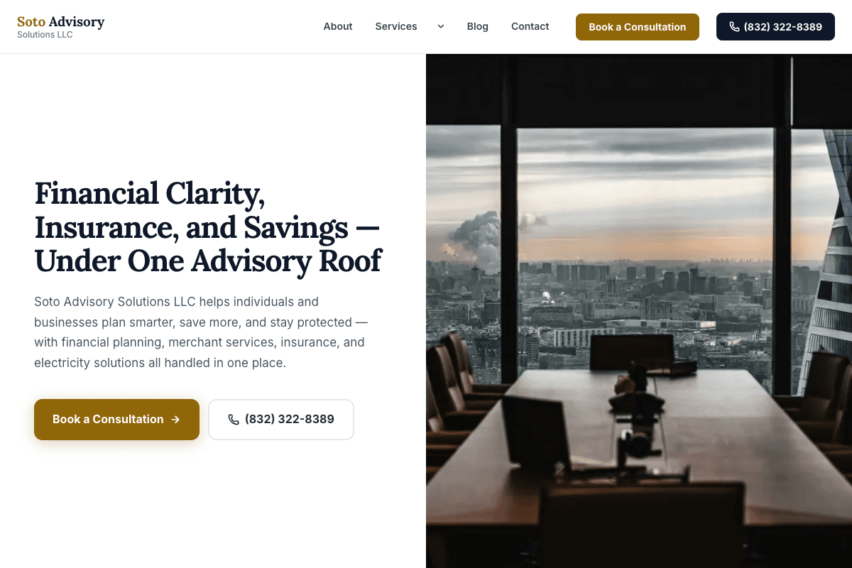 Soto Advisory Solutions LLC – website built by Website Builders America