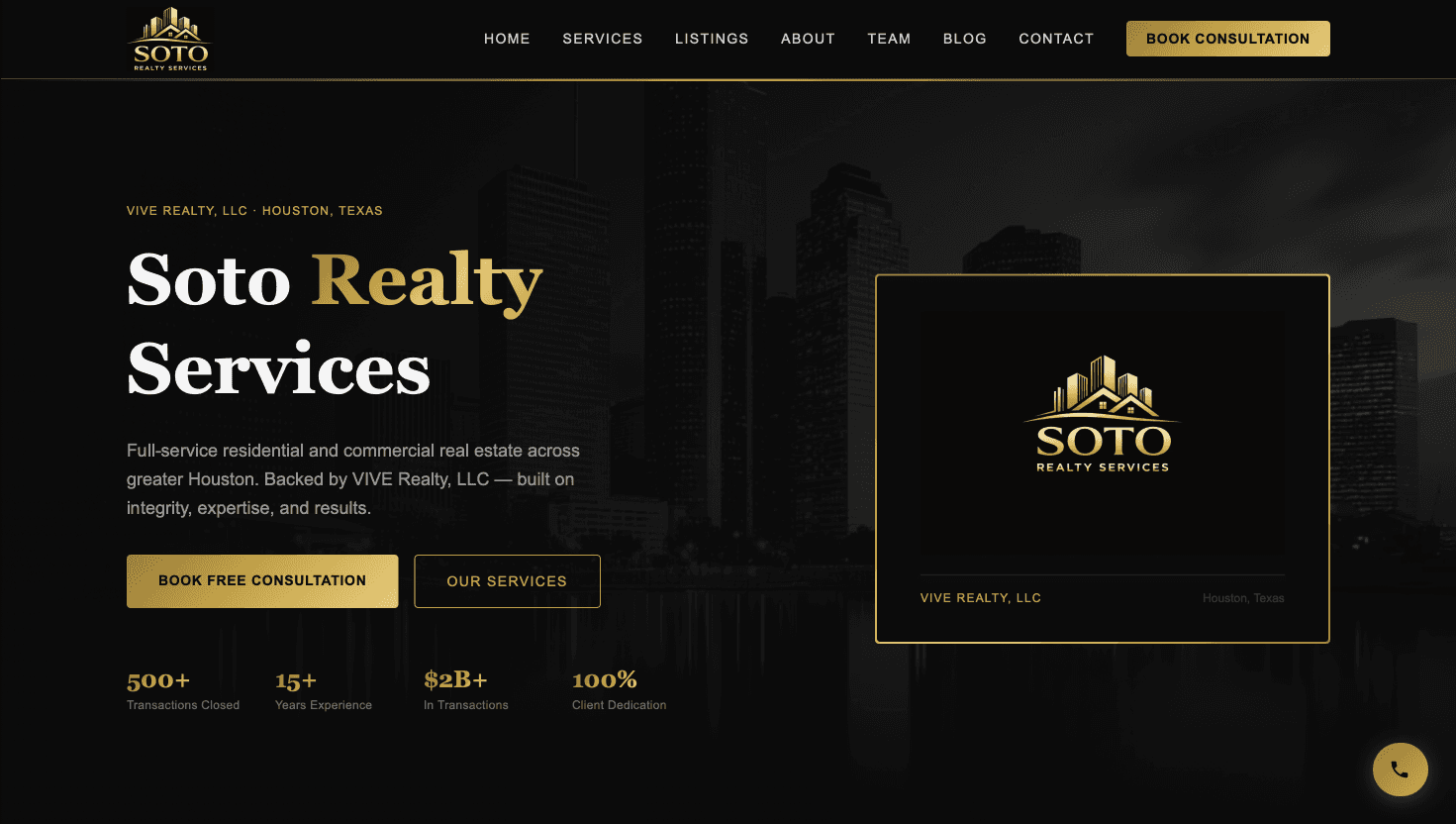 Soto Realty Services – website built by Website Builders America