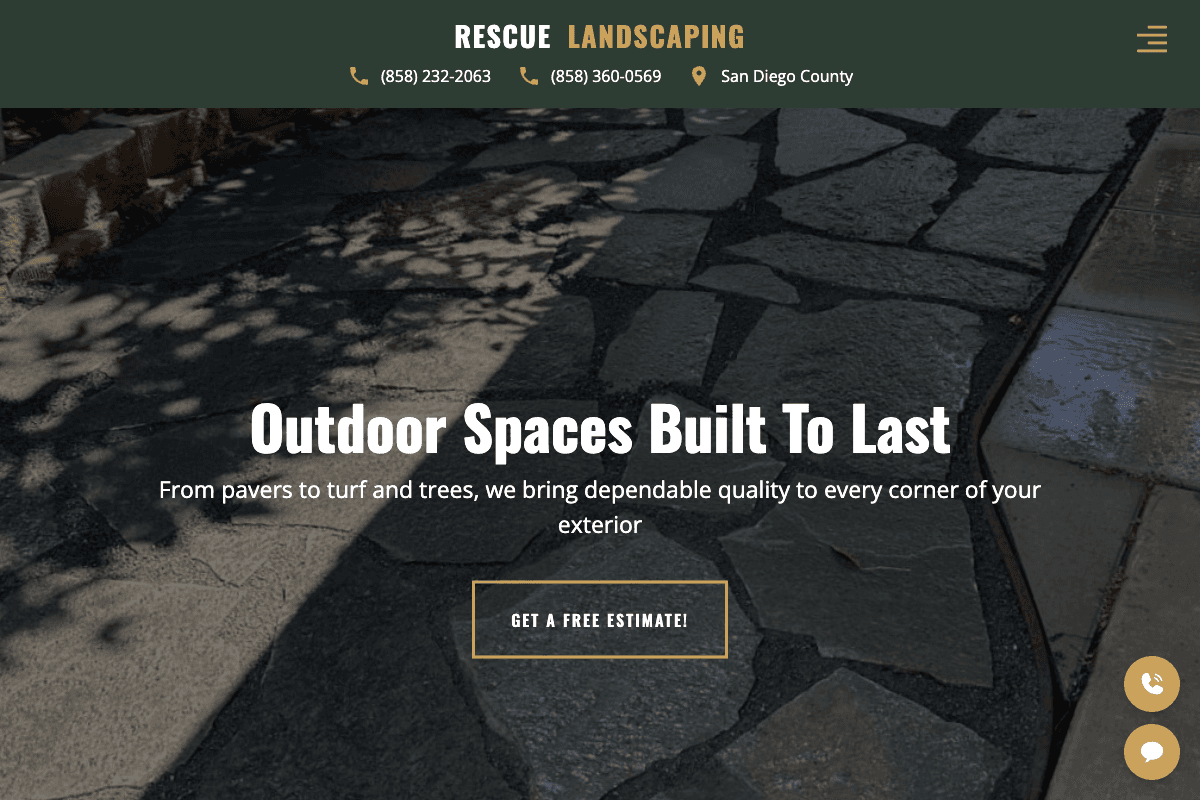 Rescue Landscaping – website built by Website Builders America