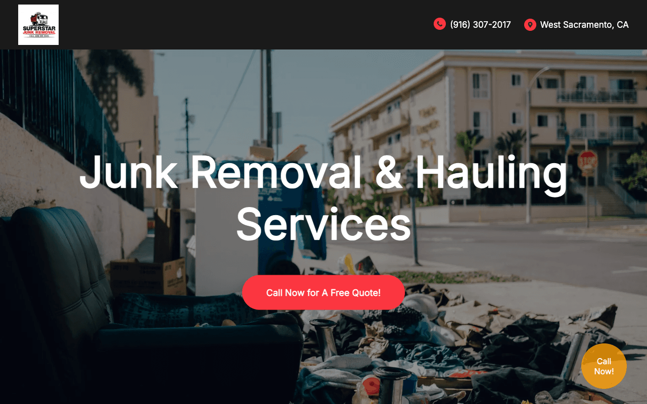Screenshot of https://www.superstarjunkremoval.com/