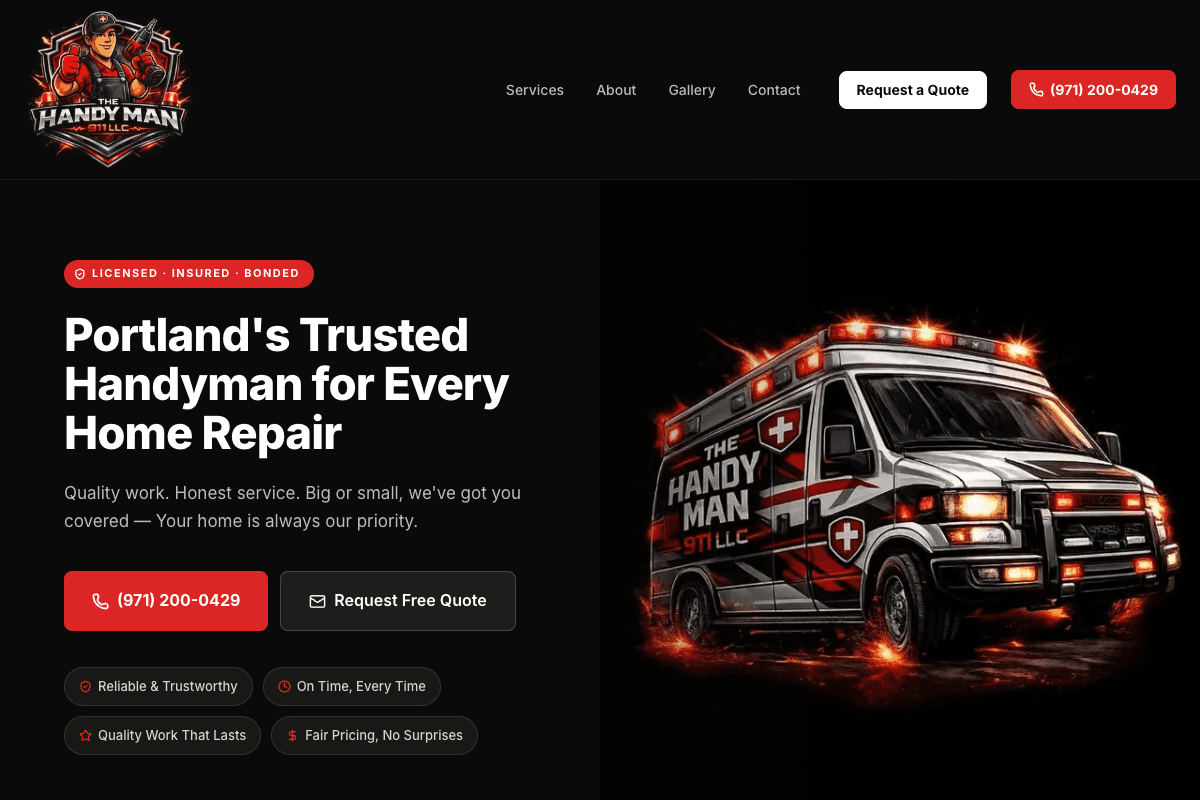 The Handy Man 911 LLC – website built by Website Builders America