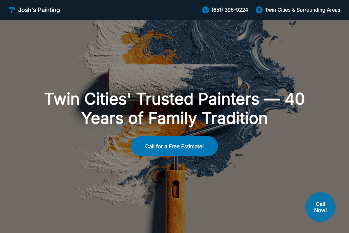 Josh's Painting – website built by Website Builders America