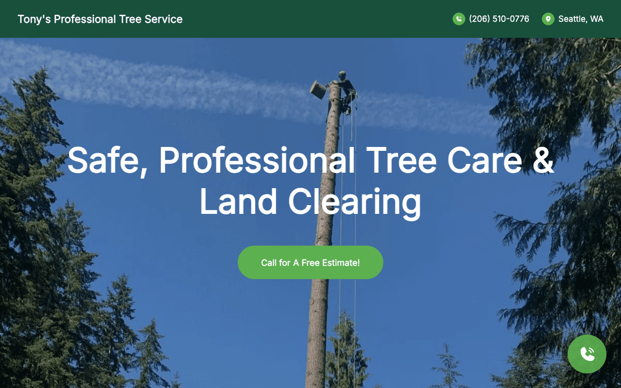 Screenshot of https://www.tonysprofessionaltreeservice.com/