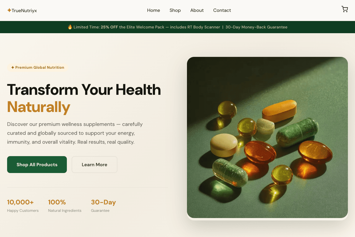 TrueNutriYX – website built by Website Builders America