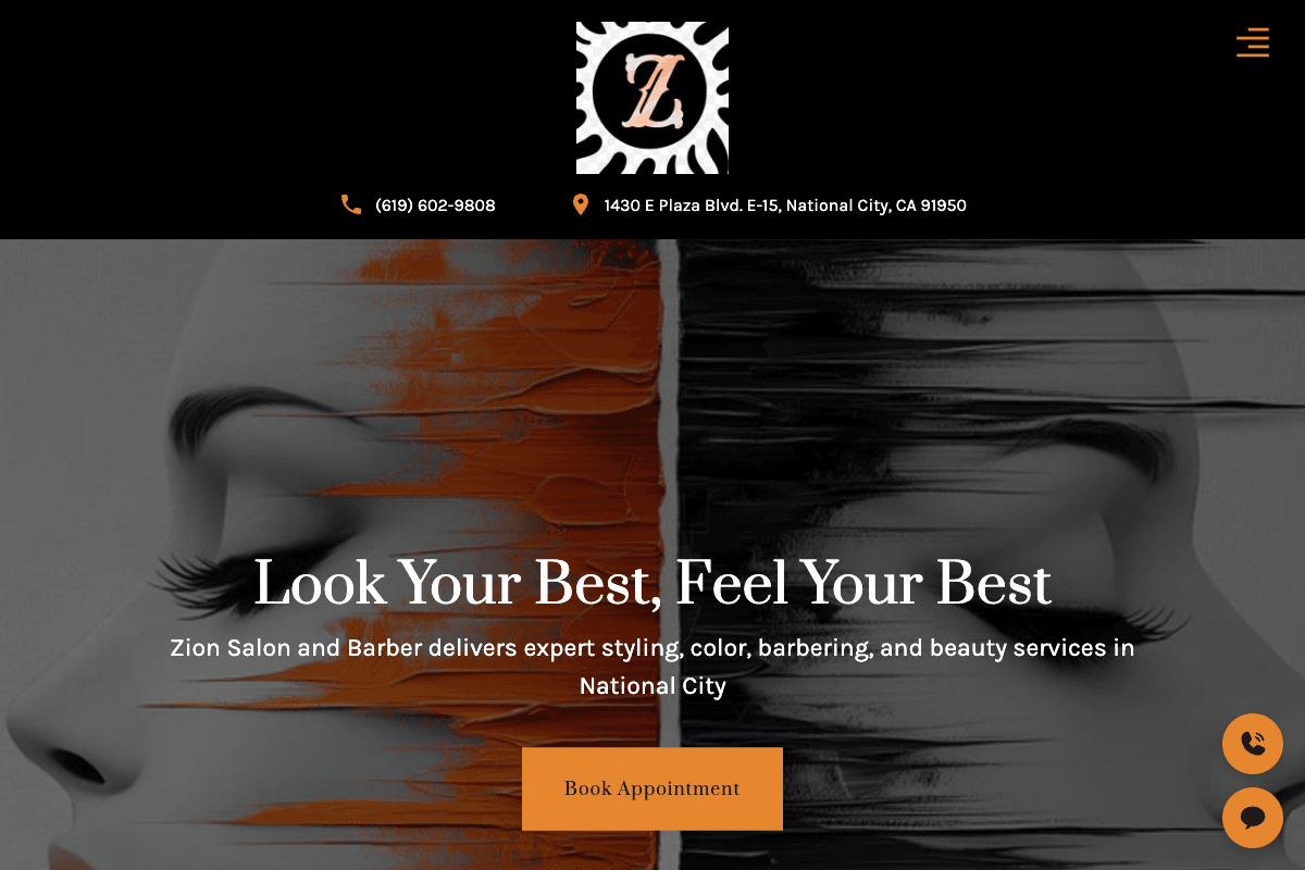 Zion Salon and Barber – website built by Website Builders America